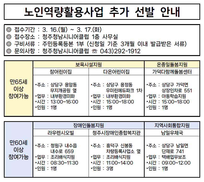 2026년 노인역량활용사업 추가선발 안내